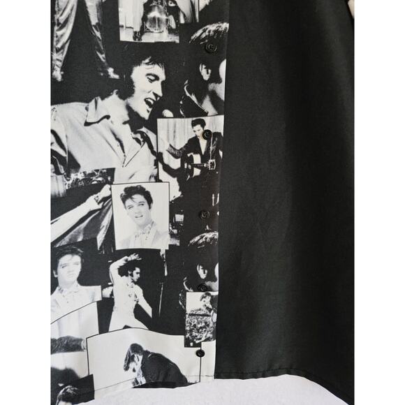ELVIS PRESLEY Button Up Shirt Men's Size XL , Black‎ and White, Embroidered - Picture 15 of 16